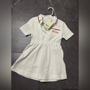 Burberry White Kids Dress with Red Details